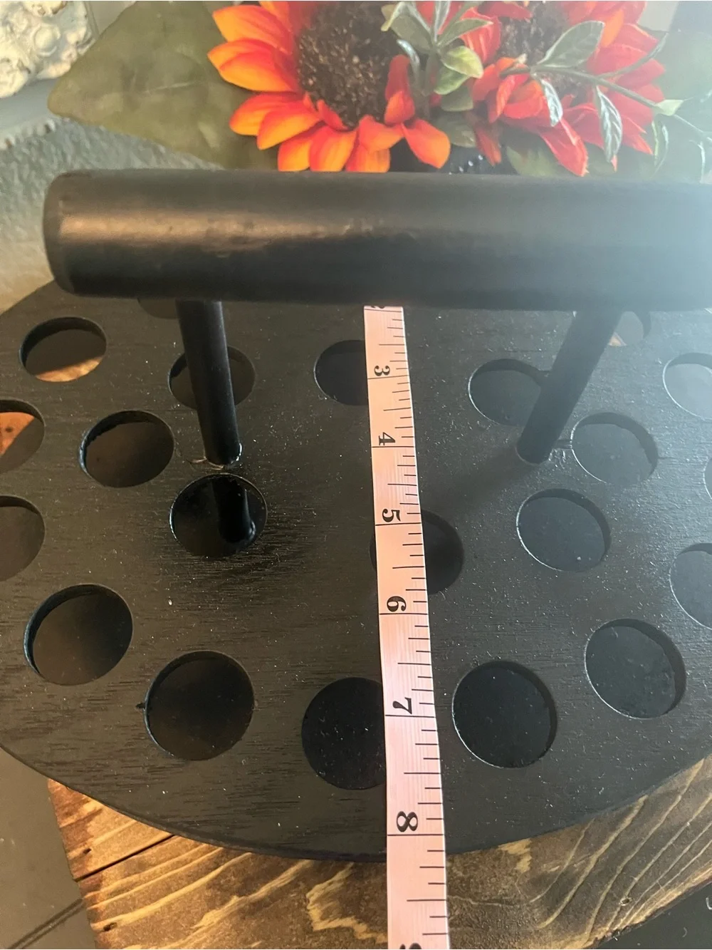 Black Wooden Utensil and Tool Holder with Handle